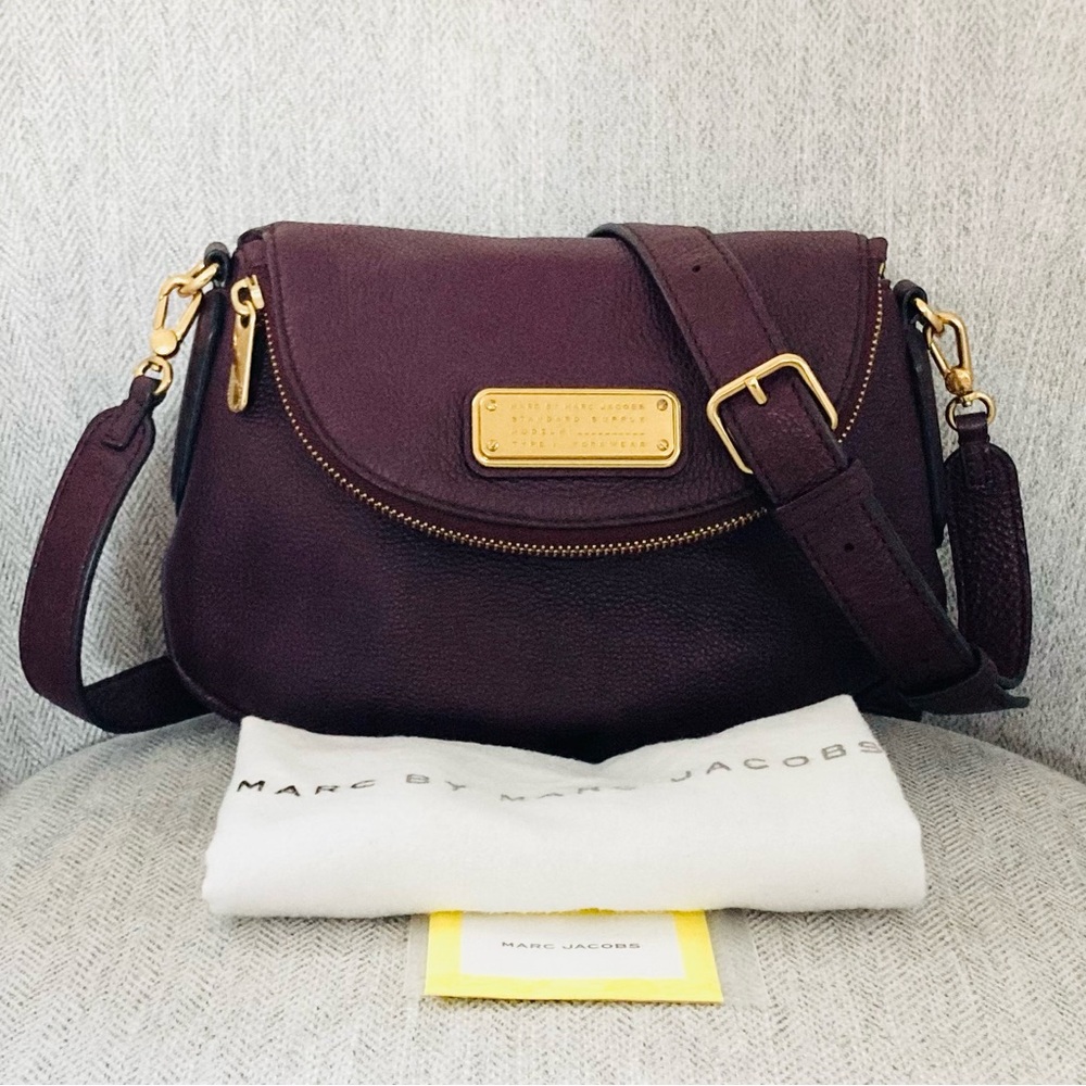 Marc Jacobs Natasha Crossbody Leather Burgundy Rasin Bag